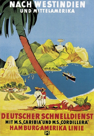 Hamburg-Amerika Westindien Caribia Cordillera | Vintage Travel Posters 1891-1970