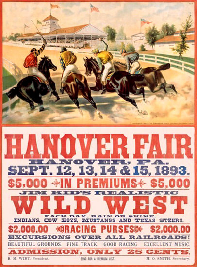 Hanover Fair PA Wild West 1893 | Vintage Ad and Cover Art 1891-1970