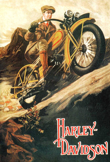 Harley Davidson In The Mountains | Vintage Travel Posters 1891-1970