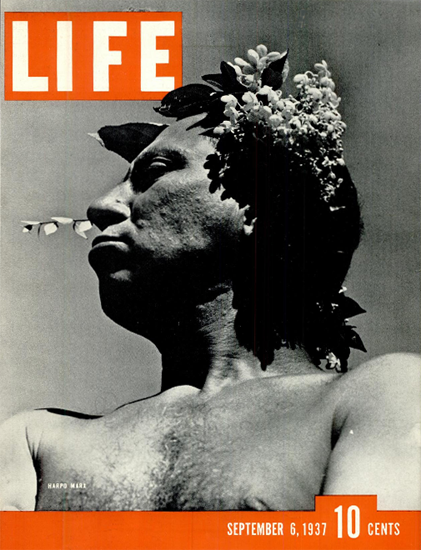 Harpo Marx 6 Sep 1937 Copyright Life Magazine | Life Magazine BW Photo Covers 1936-1970