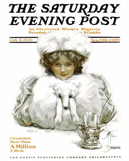 Harrison Fisher Artist Saturday Evening Post 1909_01_09 | The Saturday Evening Post Graphic Art Covers 1892-1930