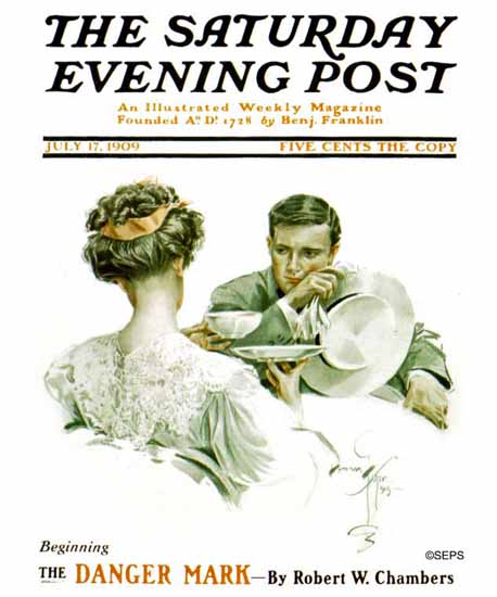 Harrison Fisher Artist Saturday Evening Post 1909_07_17 | The Saturday Evening Post Graphic Art Covers 1892-1930