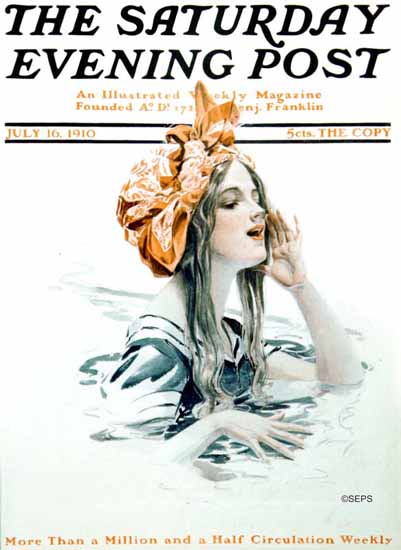 Harrison Fisher Artist Saturday Evening Post 1910_07_16 | The Saturday Evening Post Graphic Art Covers 1892-1930