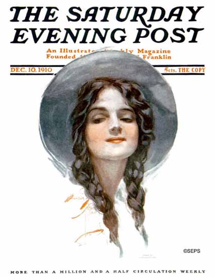 Harrison Fisher Artist Saturday Evening Post 1910_12_10 | The Saturday Evening Post Graphic Art Covers 1892-1930