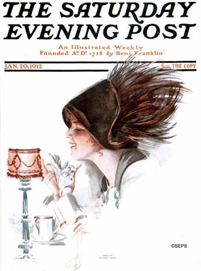 Harrison Fisher Artist Saturday Evening Post 1912_01_20 | The Saturday Evening Post Graphic Art Covers 1892-1930