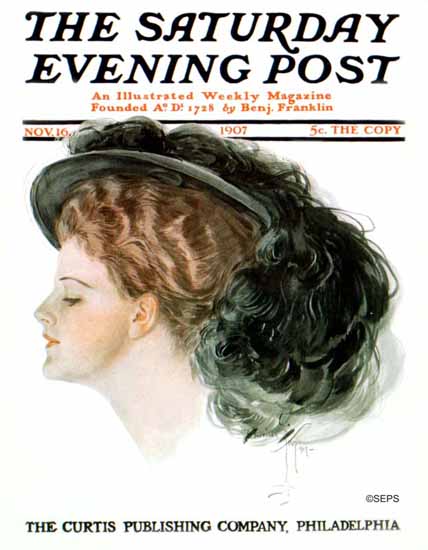 Harrison Fisher Cover Artist Saturday Evening Post 1907_11_16 | The Saturday Evening Post Graphic Art Covers 1892-1930