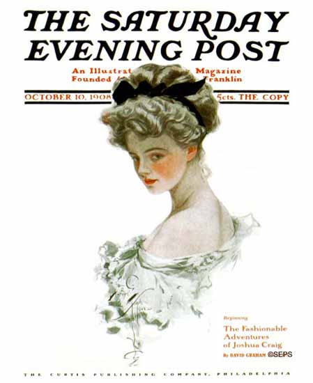 Harrison Fisher Cover Artist Saturday Evening Post 1908_10_10 | The Saturday Evening Post Graphic Art Covers 1892-1930