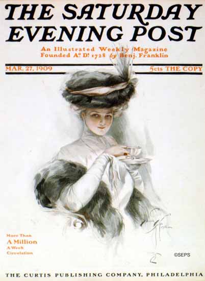 Harrison Fisher Cover Artist Saturday Evening Post 1909_03_27 | The Saturday Evening Post Graphic Art Covers 1892-1930