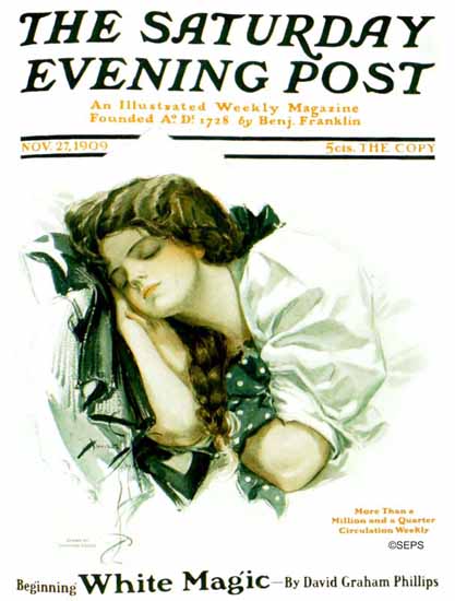 Harrison Fisher Cover Artist Saturday Evening Post 1909_11_27 | The Saturday Evening Post Graphic Art Covers 1892-1930