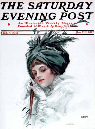 Harrison Fisher Cover Artist Saturday Evening Post 1911_02_04 | The Saturday Evening Post Graphic Art Covers 1892-1930