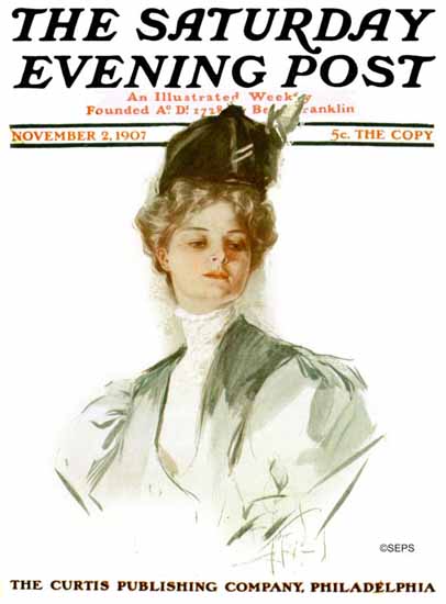 Harrison Fisher Saturday Evening Post 1907_11_02 | The Saturday Evening Post Graphic Art Covers 1892-1930