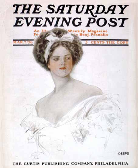 Harrison Fisher Saturday Evening Post 1908_03_07 | The Saturday Evening Post Graphic Art Covers 1892-1930