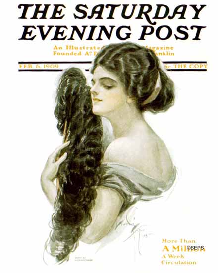 Harrison Fisher Saturday Evening Post 1909_02_06 | The Saturday Evening Post Graphic Art Covers 1892-1930