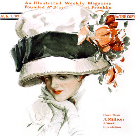 Harrison Fisher Saturday Evening Post 1909_08_07 Copyright crop | Best of 1891-1919 Ad and Cover Art