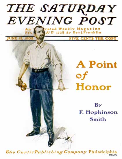 Harrison Fisher Saturday Evening Post A Point of Honor 1903_06_13 | The Saturday Evening Post Graphic Art Covers 1892-1930