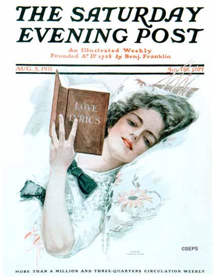 Harrison Fisher Saturday Evening Post Love Lyrics 1911_08_05 | The Saturday Evening Post Graphic Art Covers 1892-1930