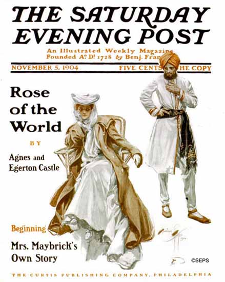 Harrison Fisher Saturday Evening Post Rose of the World 1904_11_05 | The Saturday Evening Post Graphic Art Covers 1892-1930