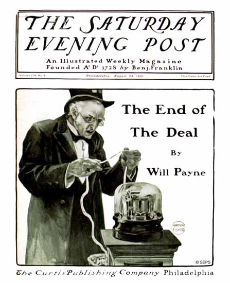 Harrison Fisher Saturday Evening Post Wall Street Ticker 1901_08_24 | The Saturday Evening Post Graphic Art Covers 1892-1930