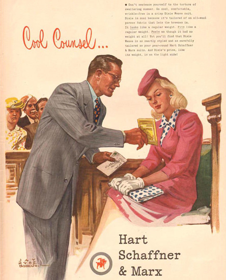 Hart Schaffner Marx Cool Counsel 1941 | Mad Men Art | Vintage Ad Art ...