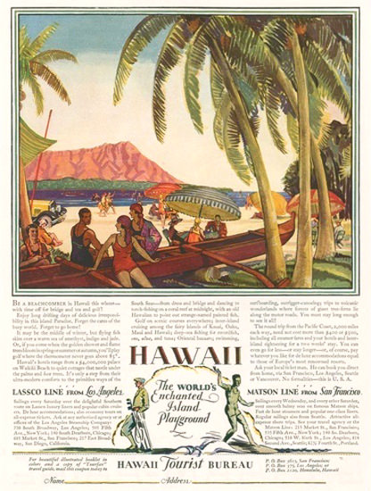 Hawaii The Worlds Enchanted Island Playground | Vintage Travel Posters 1891-1970