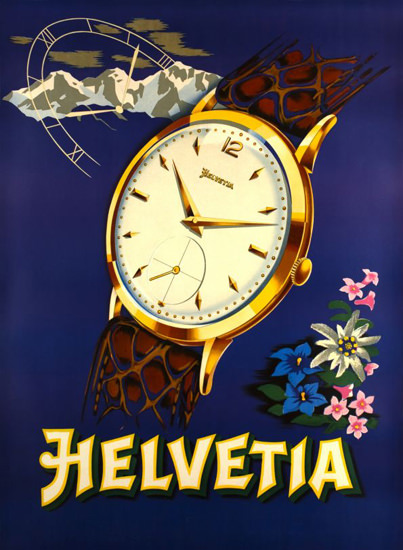 Helvetia Watches Switzerland 1943 | Vintage Ad and Cover Art 1891-1970