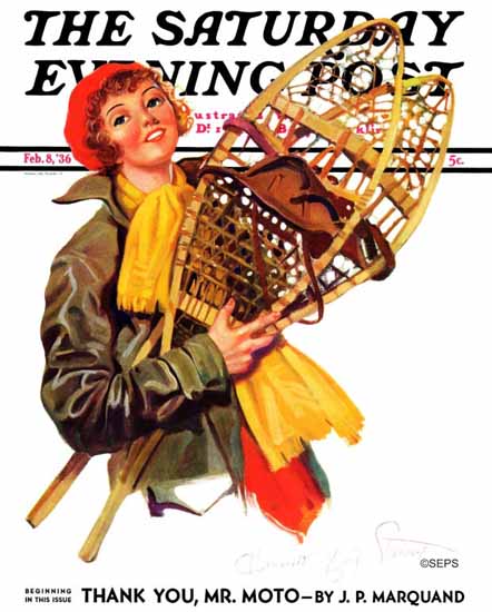 Henrietta McCaig Starret Saturday Evening Post Snow 1936_02_08 | The Saturday Evening Post Graphic Art Covers 1931-1969