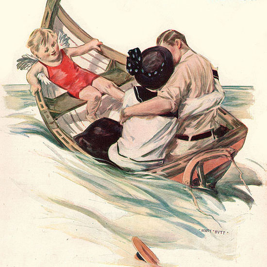 Henry Hutt Life Magazine Rocking The Boat 1914-08-13 Copyright crop | Best of 1891-1919 Ad and Cover Art