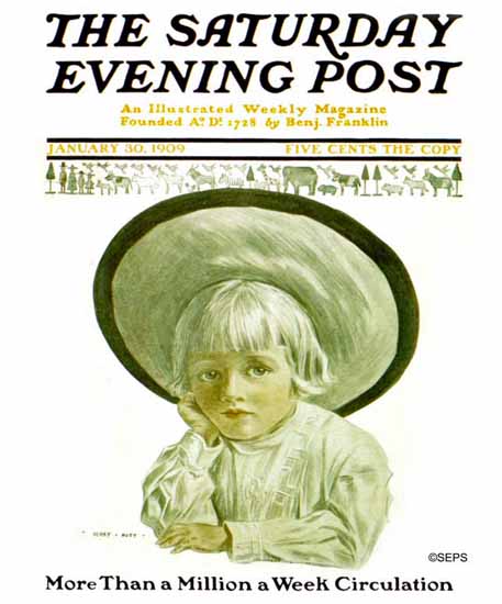 Henry Hutt Saturday Evening Post Cover Art 1909_01_30 | The Saturday Evening Post Graphic Art Covers 1892-1930