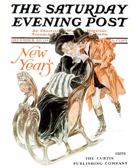 Henry Hutt Saturday Evening Post Cover Art New Year 1905_12_30 | The Saturday Evening Post Graphic Art Covers 1892-1930