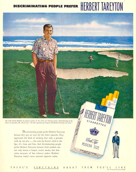 Herbert Tareyton Townsend Brown Golf NY 1950 | Vintage Ad and Cover Art 1891-1970