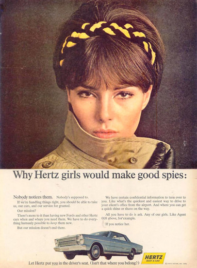 Hertz Rent A Car Hertz Girls Good Spies 1966 | Sex Appeal Vintage Ads and Covers 1891-1970