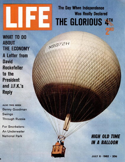 High Old Time in a Balloon 6 Jul 1962 Copyright Life Magazine | Life Magazine Color Photo Covers 1937-1970