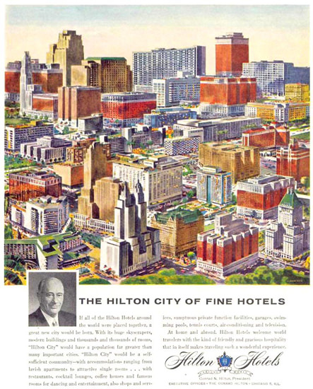 Hilton City Of Fine Hotels 1959 | Vintage Ad and Cover Art 1891-1970