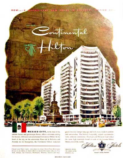 Hilton Continental Mexico City 1957 | Vintage Ad and Cover Art 1891-1970