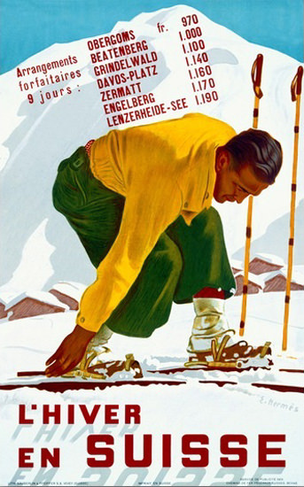 Hiver En Suisse Grindelwald Davos Zermatt | Vintage Travel Posters 1891-1970