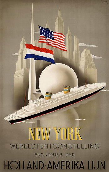 Holland-Amerika Lijn New York 1939 | Vintage Travel Posters 1891-1970