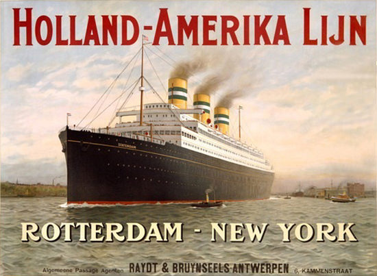 Holland-Amerika Lijn Passenger Liner Rotterdam | Vintage Travel Posters 1891-1970