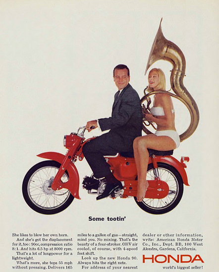 Honda 1964 Some Tootin | Sex Appeal Vintage Ads and Covers 1891-1970