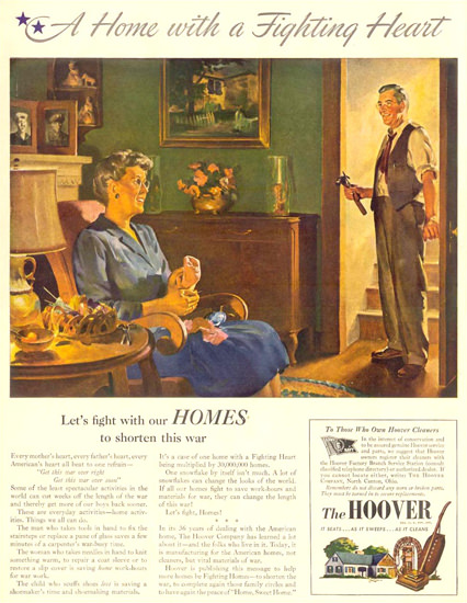 Hoover A Home With A Fighting Heart 1943 | Vintage Ad and Cover Art 1891-1970