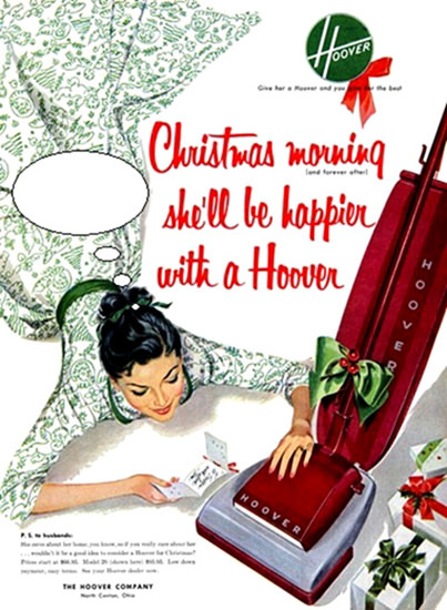 Hoover Christmas Morning She Will Be Happier | Sex Appeal Vintage Ads and Covers 1891-1970