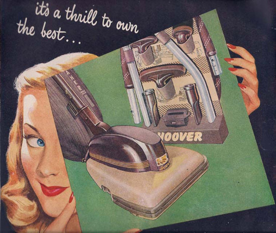 Hoover Vacuum Cleaner Its A Thrill To Own | Sex Appeal Vintage Ads and Covers 1891-1970