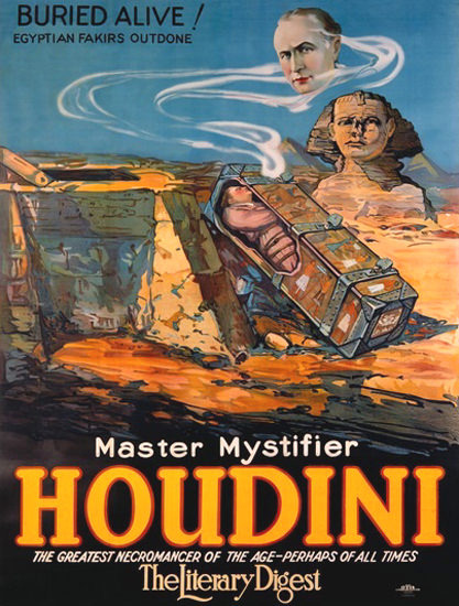 Houdini Master Mystifier Buried Alive Fakirs | Vintage Ad and Cover Art 1891-1970