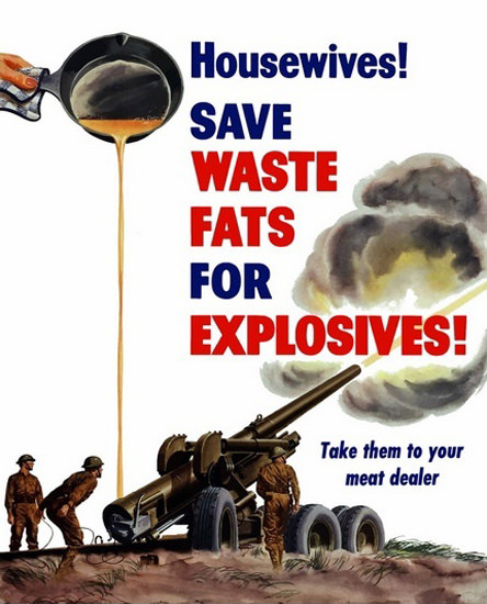 Housewifes Save Waste Fat For Explosives | Vintage War Propaganda Posters 1891-1970