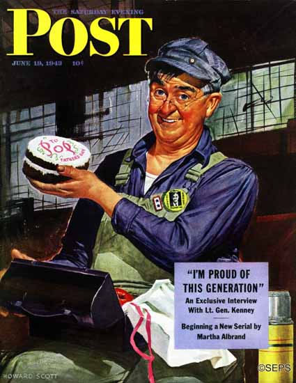 Howard Scott Saturday Evening Post Happy Fathers Day 1943_06_19 | The Saturday Evening Post Graphic Art Covers 1931-1969