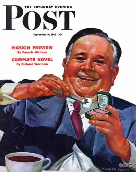 Howard Scott Saturday Evening Post Sugar Cube 1942_09_19 | The Saturday Evening Post Graphic Art Covers 1931-1969