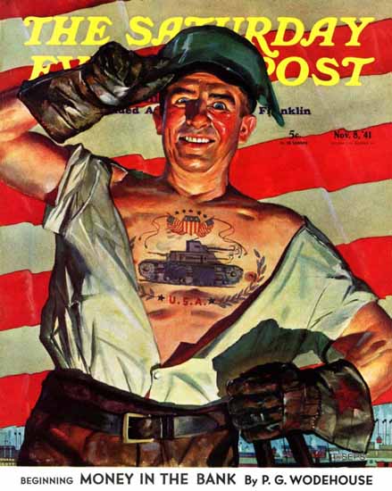 Howard Scott Saturday Evening Post Tank Tattoo 1941_11_08 | The Saturday Evening Post Graphic Art Covers 1931-1969