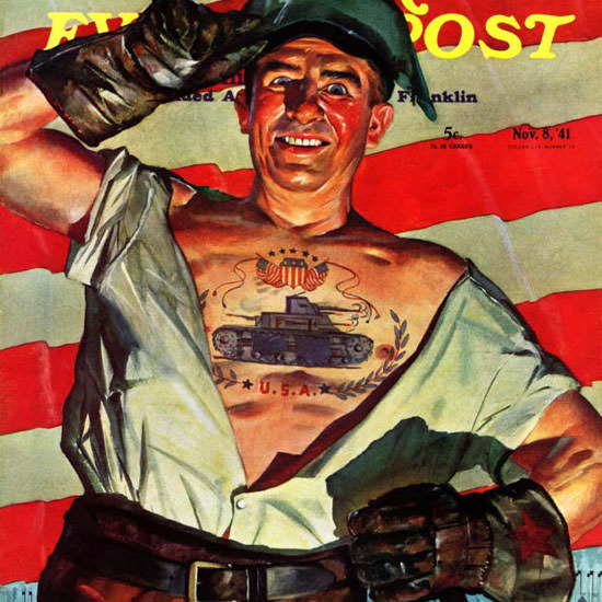 Howard Scott Saturday Evening Post Tattoo 1941_11_08 Copyright crop | Best of 1940s Ad and Cover Art