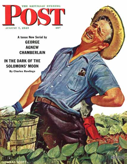 Howard Scott Saturday Evening Post Victory Garden 1943_08_07 | The Saturday Evening Post Graphic Art Covers 1931-1969