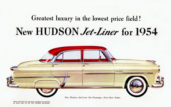 Hudson Jet Liner 1954 White Sidewall Tires | Mad Men Art | Vintage Ad ...