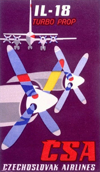 IL-18-Turbo-Prop Czech Airlines | Vintage Travel Posters 1891-1970